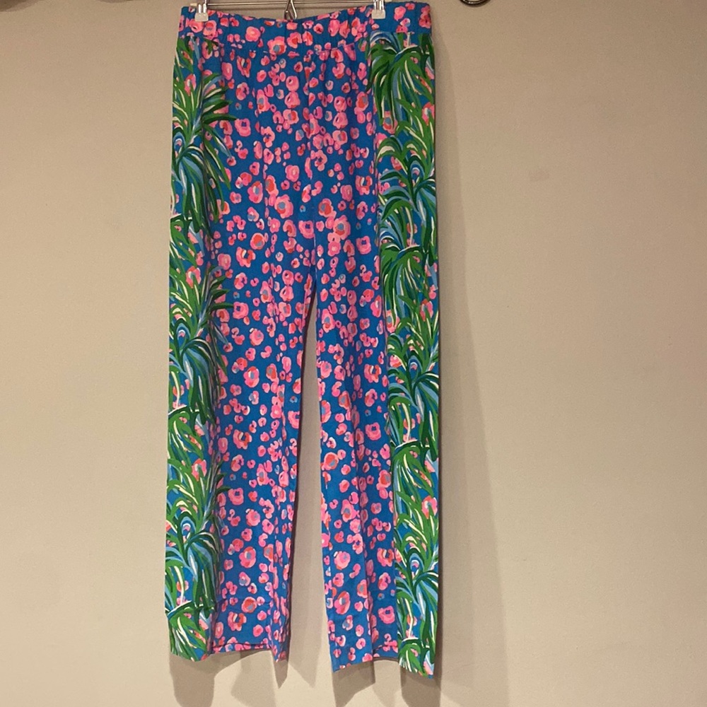 NWT Lilly Pulitzer large Bal Harbor palazzo turquoise shore I spy engineered